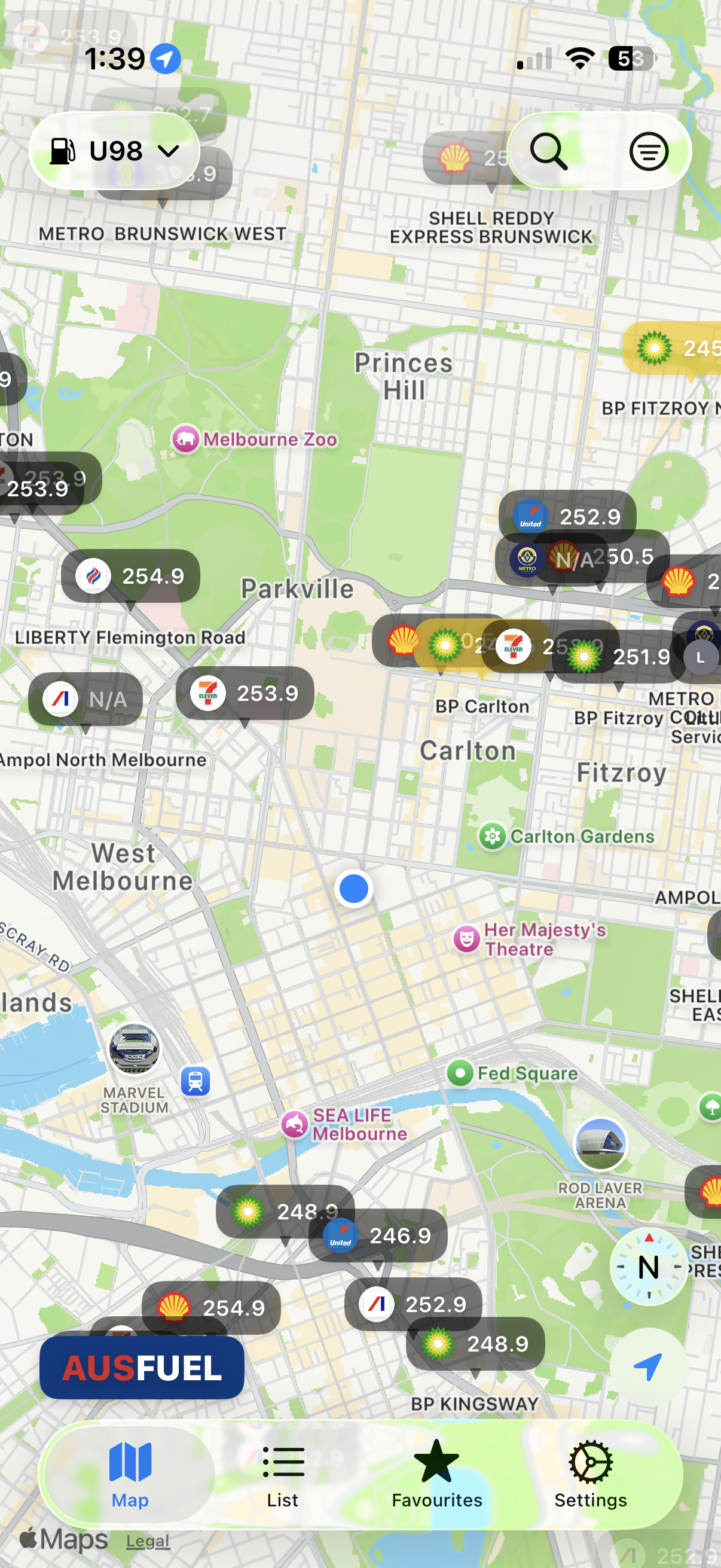 AusFuel light mode map