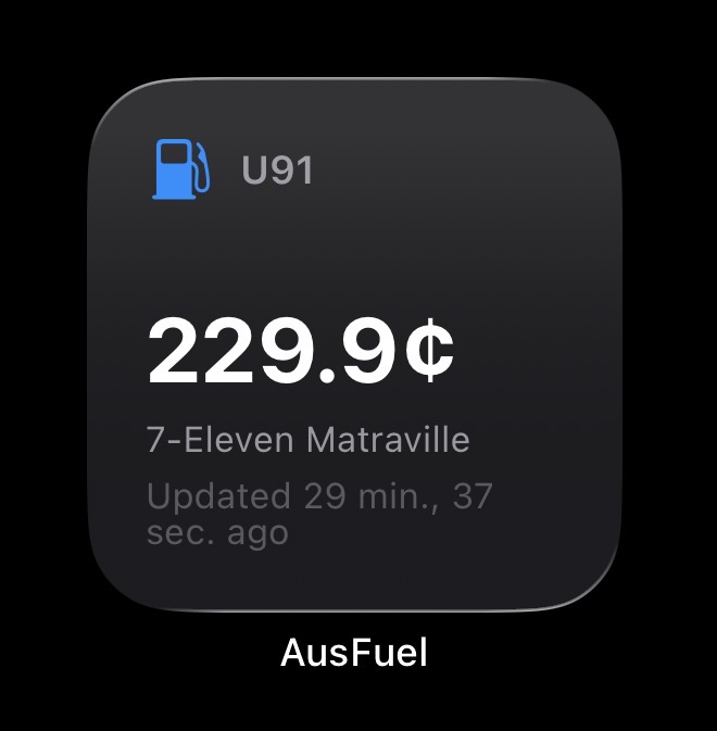 AusFuel home screen widget